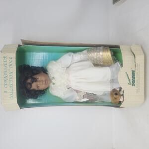 Seymour Mann Connoisseur Collection "Kayla" Porcelain 15" Doll with Teddy Bear